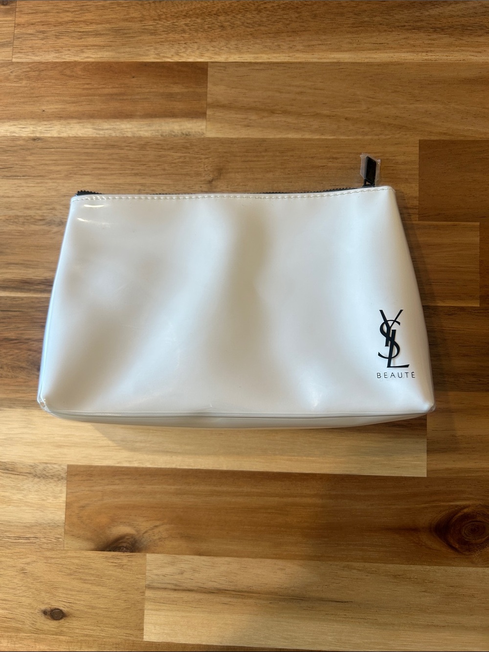 Yves Saint Laurent White Glossy Cosmetic Pouch